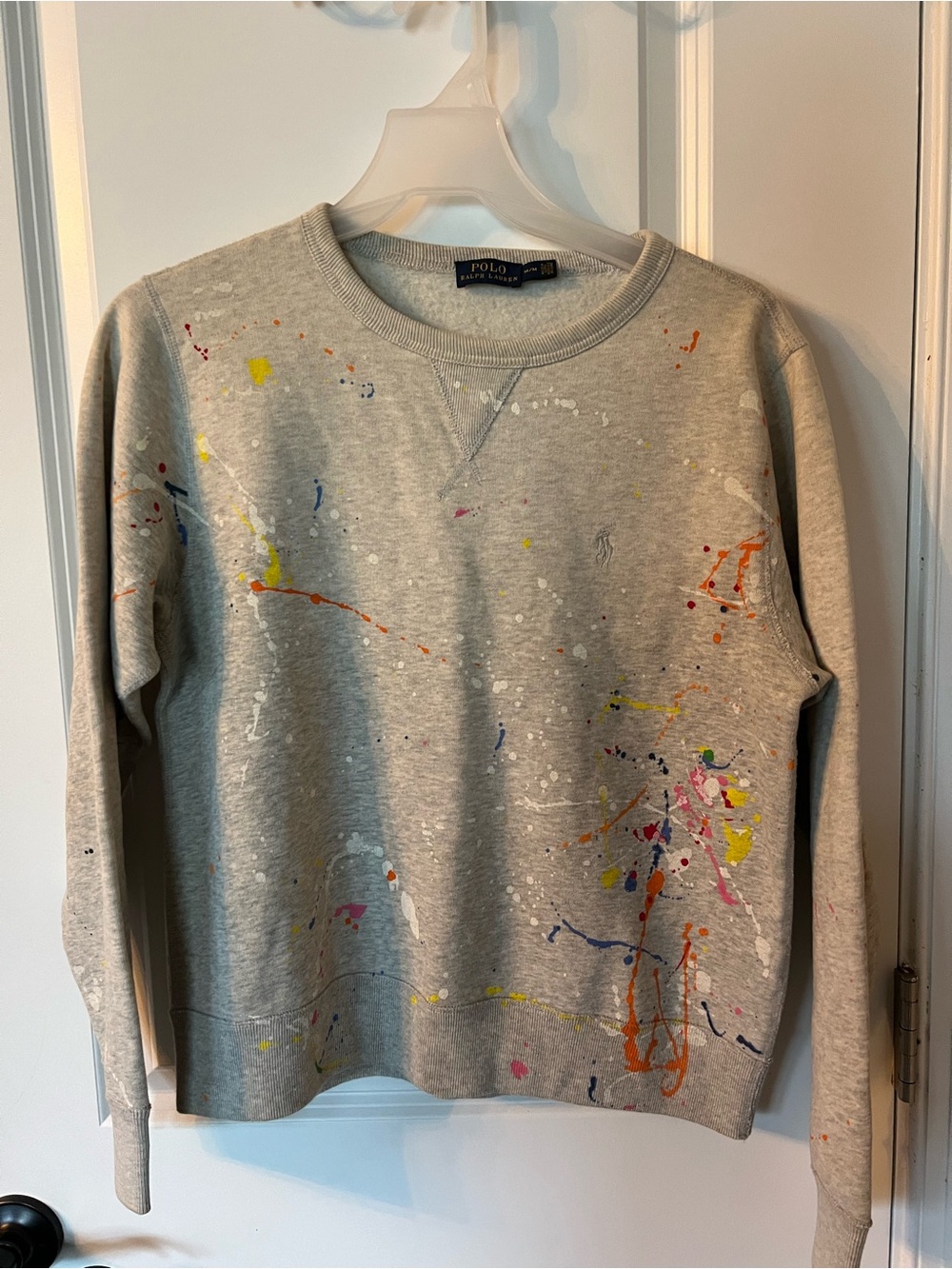 Polo by Ralph Lauren WoMen’s Light Gray Splatter Paint Crewneck Sweatshirt